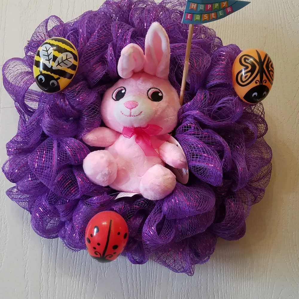 Handmade Easter Wall Decor or door wreath Made on a 8 inch wire wreath frame